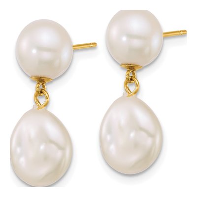 14K Yellow Gold Freshwater Cultured Pearl Dangle Earrings – view 2