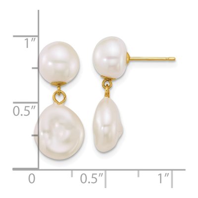 14K Yellow Gold Freshwater Cultured Pearl Dangle Earrings – view 3