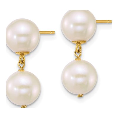 14K Yellow Gold Freshwater Cultured Pearl Dangle Earrings – view 2