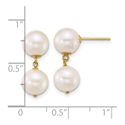 14K Yellow Gold Freshwater Cultured Pearl Dangle Earrings – view 3