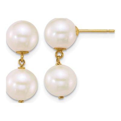 14K Yellow Gold Freshwater Cultured Pearl Dangle Earrings