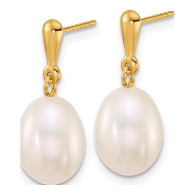 14K Yellow Gold Freshwater Cultured Pearl Dangle Earrings – view 2