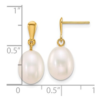 14K Yellow Gold Freshwater Cultured Pearl Dangle Earrings – view 3