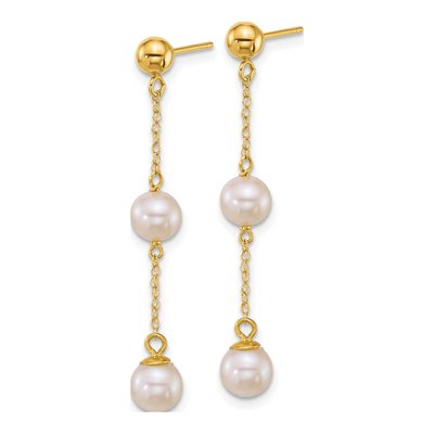 14K Yellow Gold Freshwater Cultured Pearl Dangle Earrings – view 2