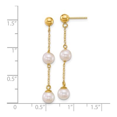 14K Yellow Gold Freshwater Cultured Pearl Dangle Earrings – view 3