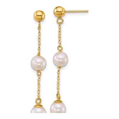 14K Yellow Gold Freshwater Cultured Pearl Dangle Earrings