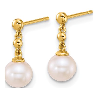 14K Yellow Gold Freshwater Cultured Pearl Dangle Earrings – view 2