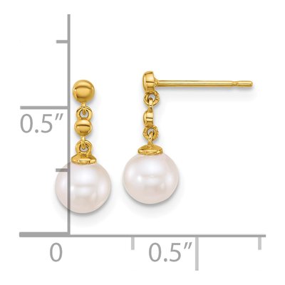 14K Yellow Gold Freshwater Cultured Pearl Dangle Earrings – view 3