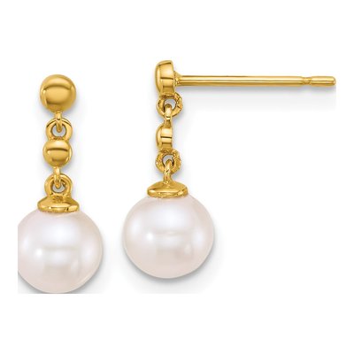 14K Yellow Gold Freshwater Cultured Pearl Dangle Earrings