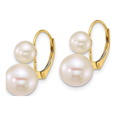 14K Yellow Gold Freshwater Cultured Pearl Leverback Earrings – view 2