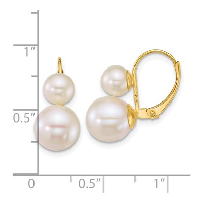 14K Yellow Gold Freshwater Cultured Pearl Leverback Earrings – view 3