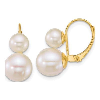 14K Yellow Gold Freshwater Cultured Pearl Leverback Earrings