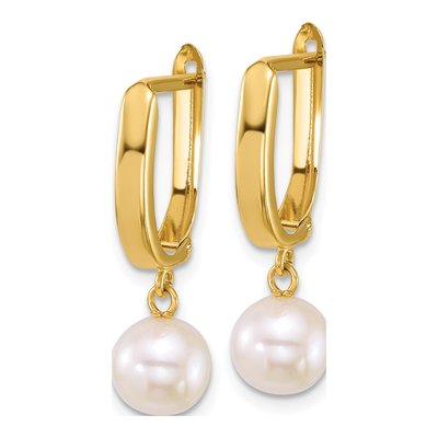 14K Yellow Gold 25mm Freshwater Cultured Pearl Huggie Hoop Earrings – view 2
