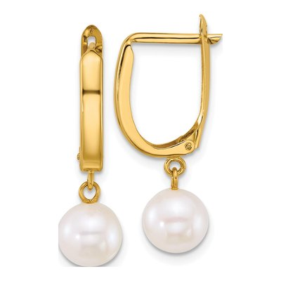 14K Yellow Gold 25mm Freshwater Cultured Pearl Huggie Hoop Earrings