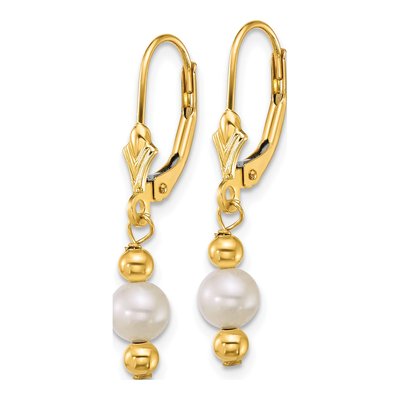 14K Yellow Gold Freshwater Cultured Pearl Leverback Earrings – view 2