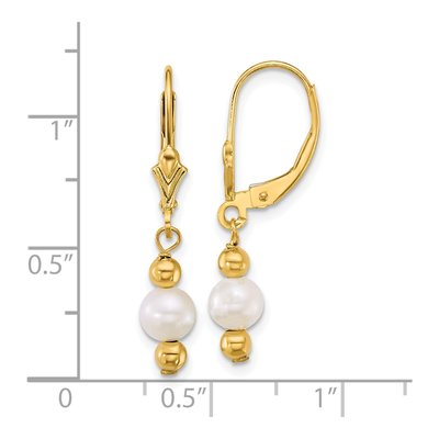 14K Yellow Gold Freshwater Cultured Pearl Leverback Earrings – view 3