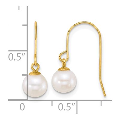 14K Yellow Gold Freshwater Cultured Pearl Dangle Earrings – view 3