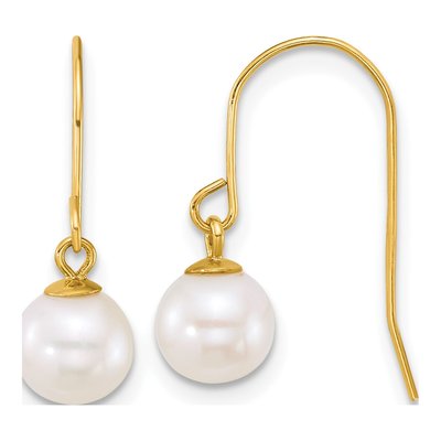 14K Yellow Gold Freshwater Cultured Pearl Dangle Earrings