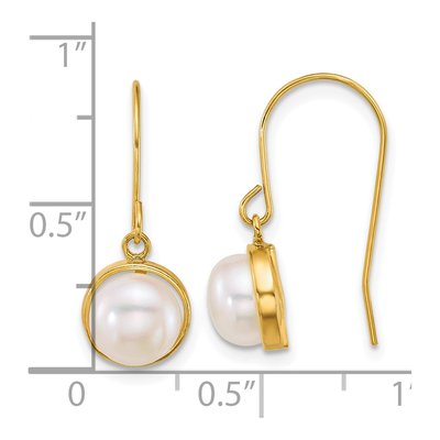 14K Yellow Gold Freshwater Cultured Pearl Dangle Earrings – view 3