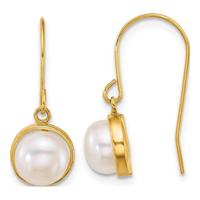 14K Yellow Gold Freshwater Cultured Pearl Dangle Earrings