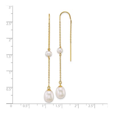 14K Yellow Gold Freshwater Cultured Pearl Threader Earrings – view 3