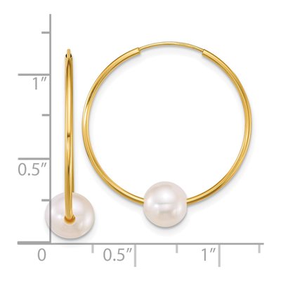 14K Yellow Gold 26mm Freshwater Cultured Pearl Endless Hoop Earrings – view 3
