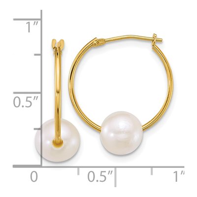 14K Yellow Gold 22mm Freshwater Cultured Pearl Hoop Earrings – view 3