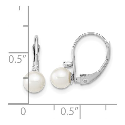 14K White Gold Freshwater Pearl & Diamond Earrings – view 4