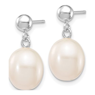 14K White Gold Freshwater Cultured Pearl Dangle Earrings – view 2