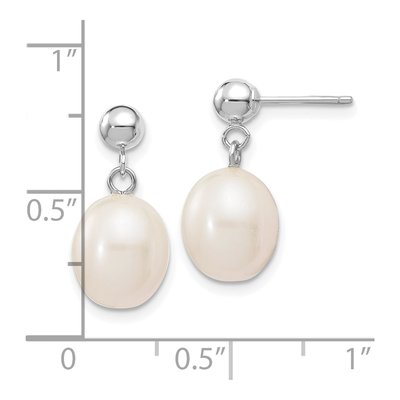 14K White Gold Freshwater Cultured Pearl Dangle Earrings – view 3
