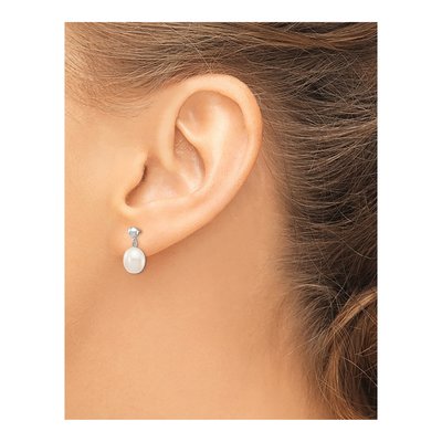 14K White Gold Freshwater Cultured Pearl Dangle Earrings – view 4