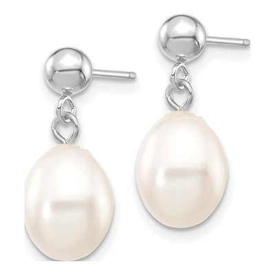 14K White Gold Freshwater Cultured Pearl Dangle Earrings – view 2