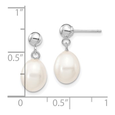 14K White Gold Freshwater Cultured Pearl Dangle Earrings – view 3