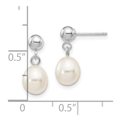 14K White Gold Freshwater Cultured Pearl Dangle Earrings – view 3