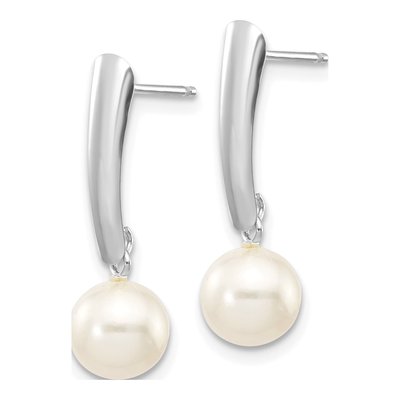 14K White Gold Freshwater Cultured Pearl Dangle Earrings – view 2
