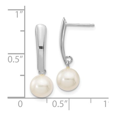 14K White Gold Freshwater Cultured Pearl Dangle Earrings – view 4