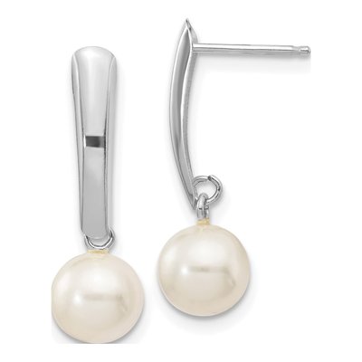 14K White Gold Freshwater Cultured Pearl Dangle Earrings