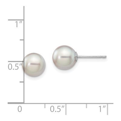 14K White Gold Round Grey Akoya Cultured Pearl Stud Earrings – view 4