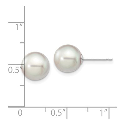 14K White Gold Round Grey Akoya Cultured Pearl Stud Earrings – view 4