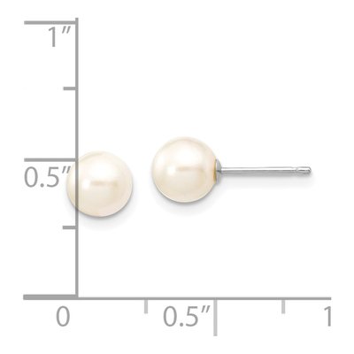 14K White Gold Round Akoya Cultured Pearl Stud Earrings – view 4