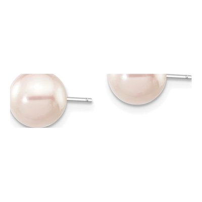 14K White Gold Round Akoya Cultured Pearl Stud Earrings – view 2