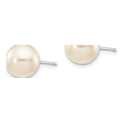 14K White Gold Round Akoya Cultured Pearl Stud Earrings – view 2