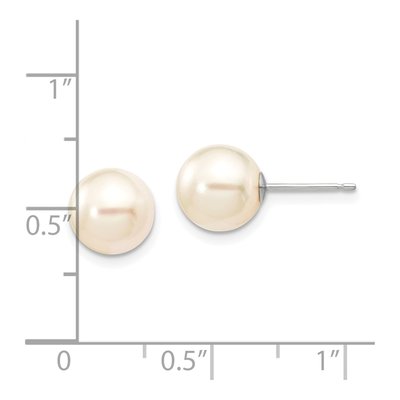 14K White Gold Round Akoya Cultured Pearl Stud Earrings – view 4