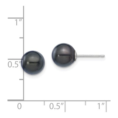 14K White Gold Round Black Akoya Cultured Pearl Stud Earrings – view 4