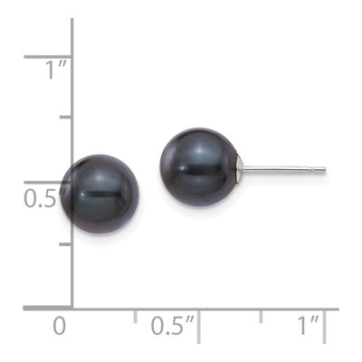 14K White Gold Round Black Akoya Cultured Pearl Stud Earrings – view 4