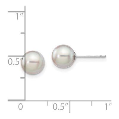 14K White Gold Round Grey Akoya Cultured Pearl Stud Earrings – view 4