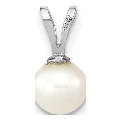 14K White Gold Freshwater Cultured Pearl Round Pendant – view 3