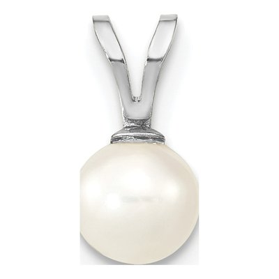 14K White Gold Freshwater Cultured Pearl Round Pendant