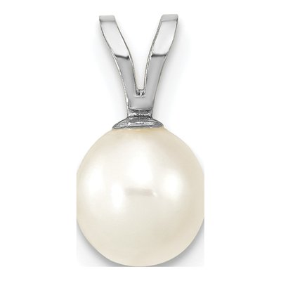 14K White Gold Freshwater Cultured Pearl Round Pendant