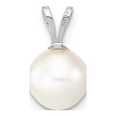 14K White Gold Freshwater Cultured Pearl Round Pendant – view 3
